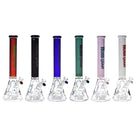 Hoss Glass - 18" Beaker with Colored Neck, Double Hole Pyramid Perc
